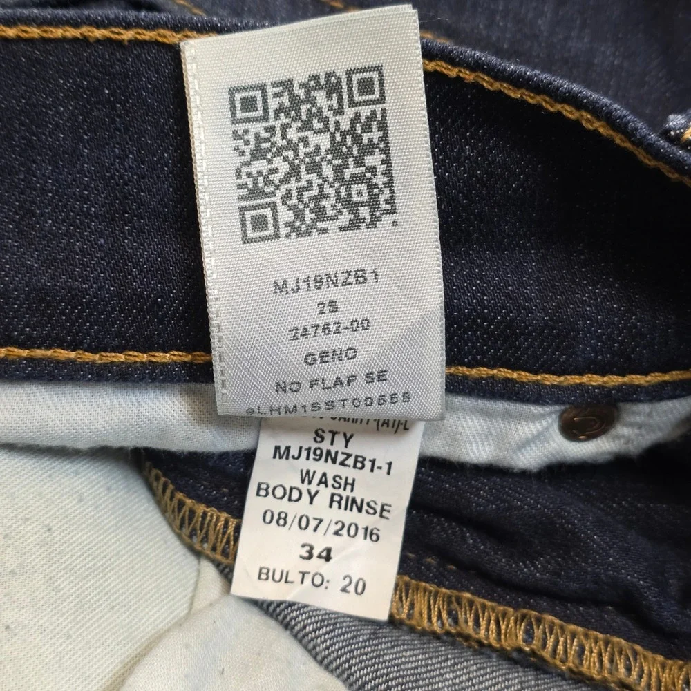 True Religion Geno Relaxed Slim Jeans Men 34X33 Dark Blue No Flap Stitch Stretch